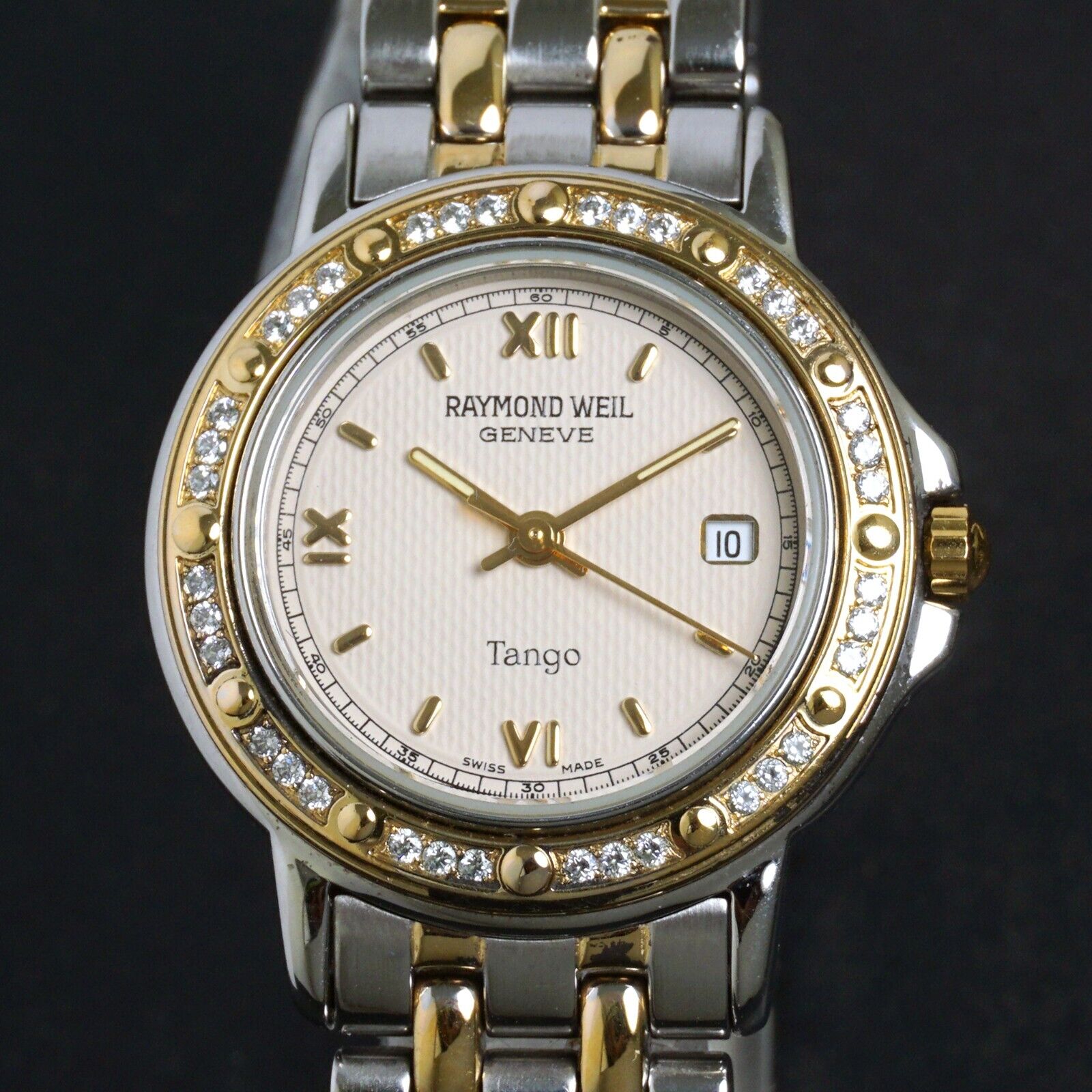 Raymond Weil Vintage Tango red Croc-Texture Square Face Watch w/diamond bezels Raymond Weil Tango 5360 Two Tone Diamond Bezel Lady main image 2