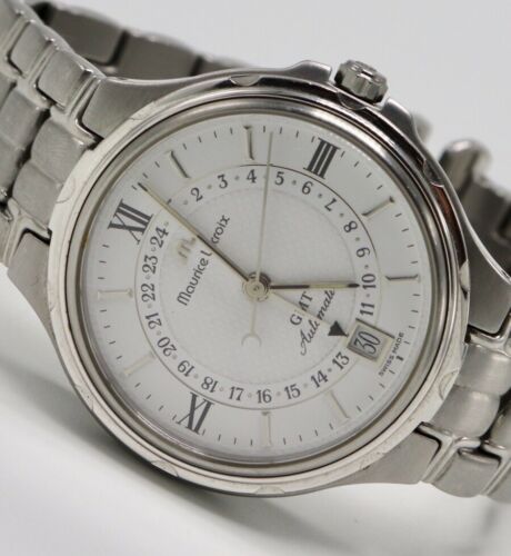 Maurice Lacroix 10557 GMT Automatic Date Stainless Steel 21 Jewel