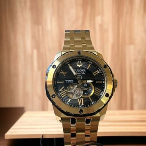 Bulova Automatico 98A273 - Orologio Uomo Dal Design Elegante, Cassa Dorata 44mm, Cinturino In Acciaio, Impermeabile 20 Bar