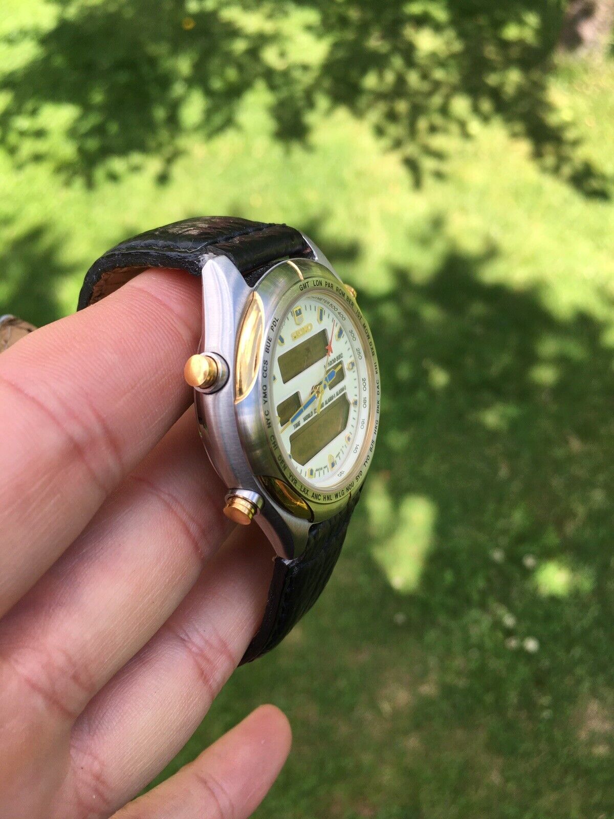 Vintage Seiko World Time H021 8040 JDM ana digital lcd little use
