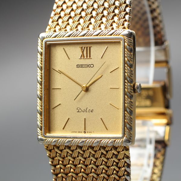 Vintage 1985 [Exc+5] Seiko Dolce 9531-5100 Gold Square 25mm Quartz Men ...