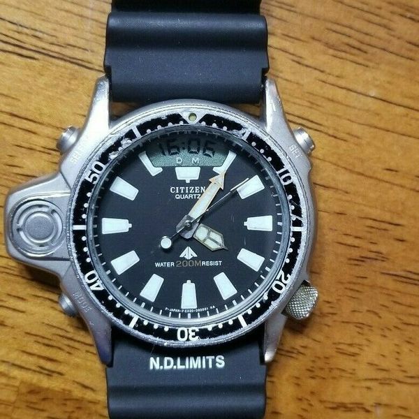 citizen stainless dive watch depth gauge aqualand c022 analog digital