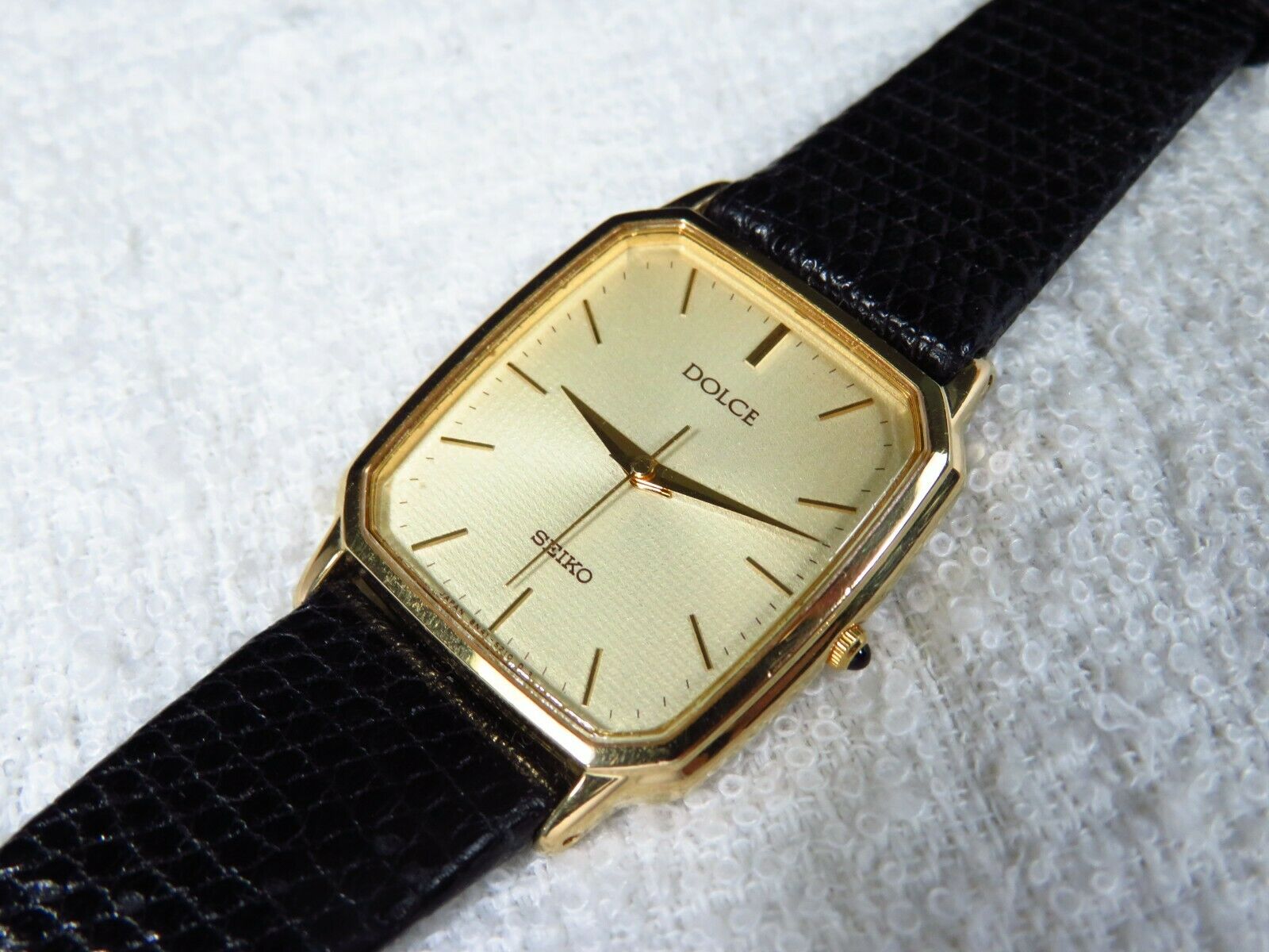 稼働】SEIKO DOLCE 腕時計 メンズ スクエア 新品電池 ゴールド 稼動品