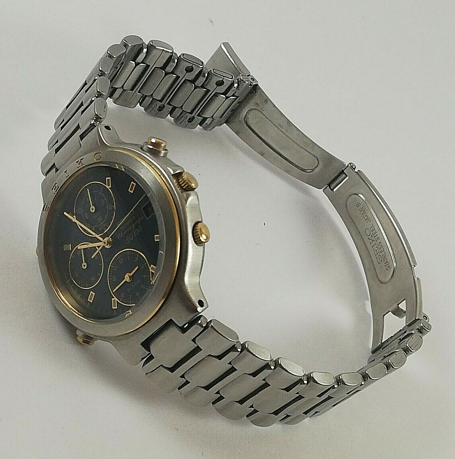 Vintage SEIKO SQ 100m Chronograph 7T42-7A00 Quartz Watch Japan