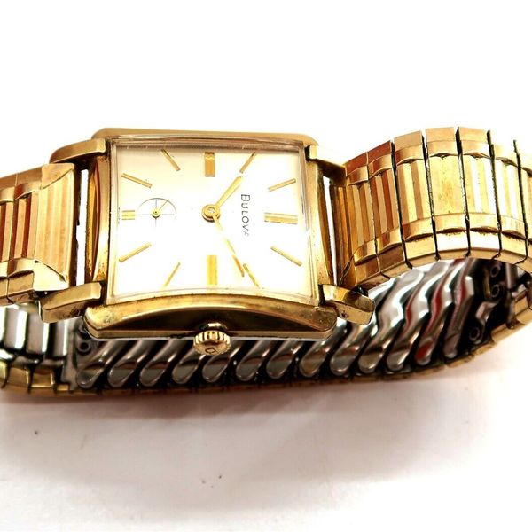 Vintage BULOVA 10k RGP Gold Mens Watch w/ Stretch Band WOUND TIGHT SOLD ...