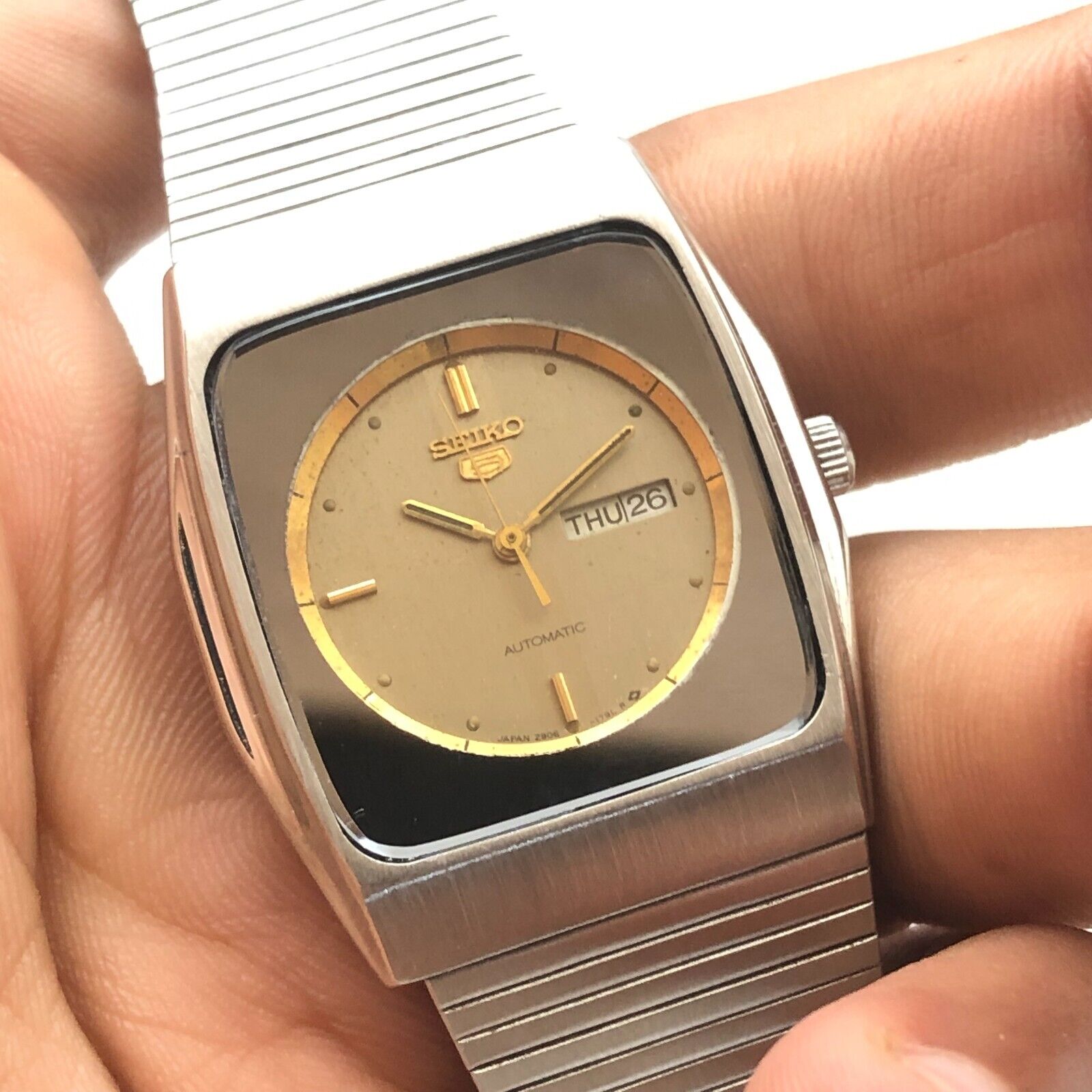 Vintage Seiko 5 2906-0750 Automatic Day Date Grey Dial Japan