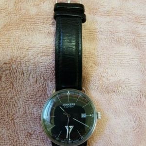 Junkers Bauhaus Quartz Watch 6070-2, Black Dial, 40mm, Black