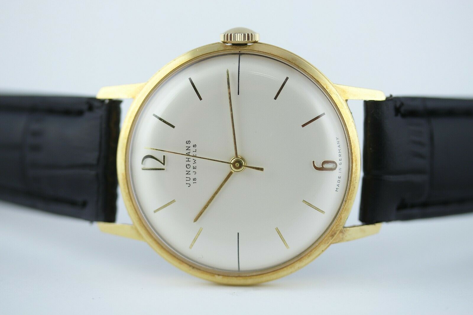 Junghans 15 Jewels Handaufzug Kal.93S10 vergoldet Max Bill