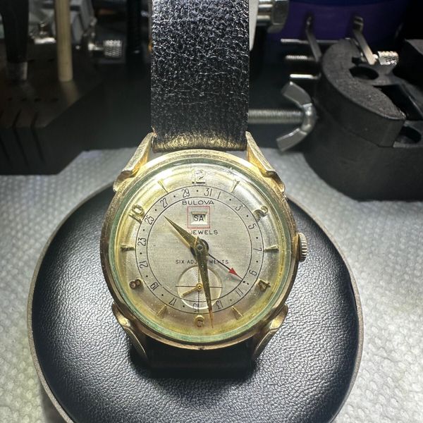 Vintage Bulova Calendar Date Pointer Men's Automatic Watch 23 Jewel 10k ...