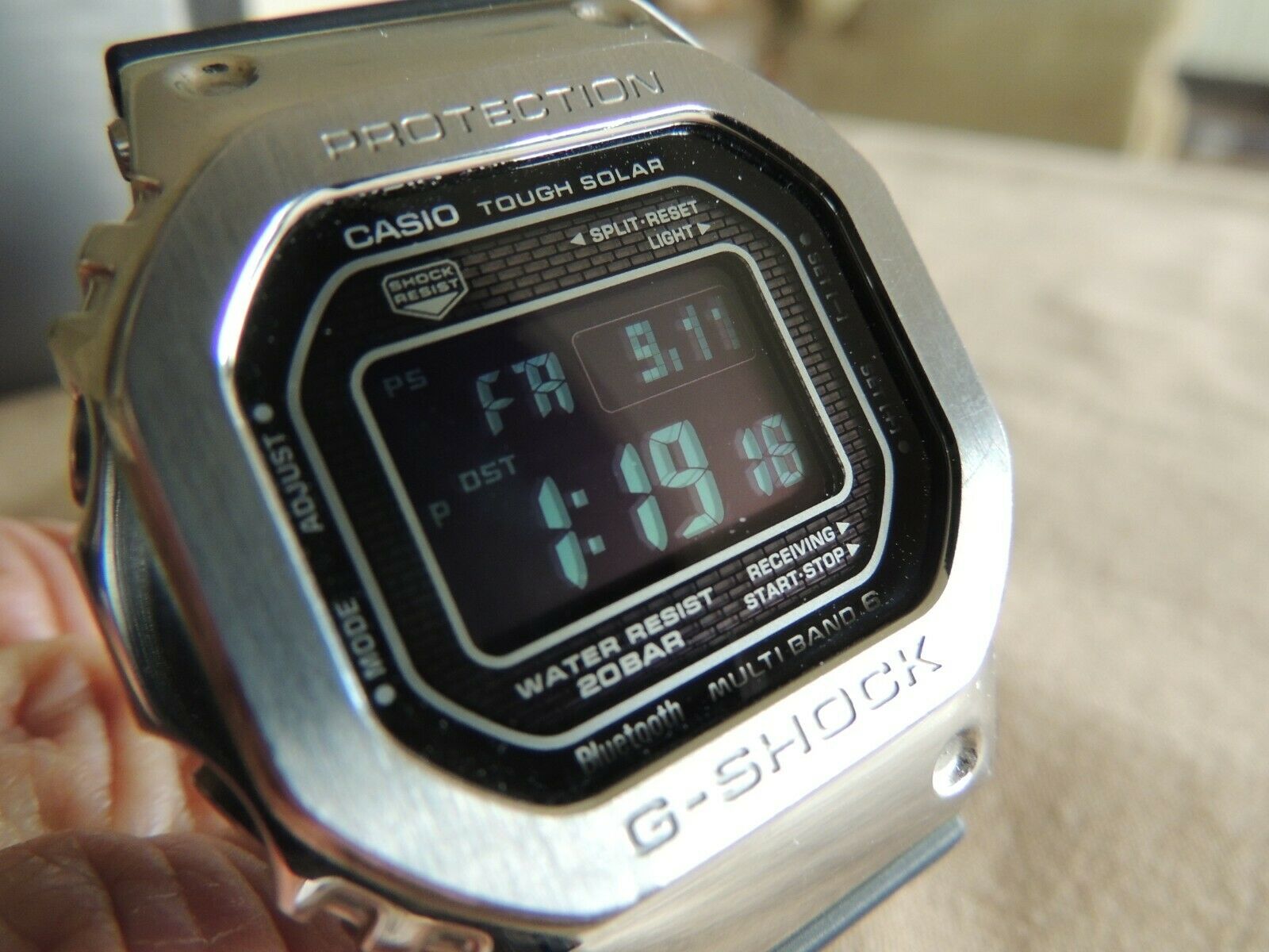 Casio G-Shock 3459 Watch, GMW B5000D-1. Tough Solar, Bluetooth