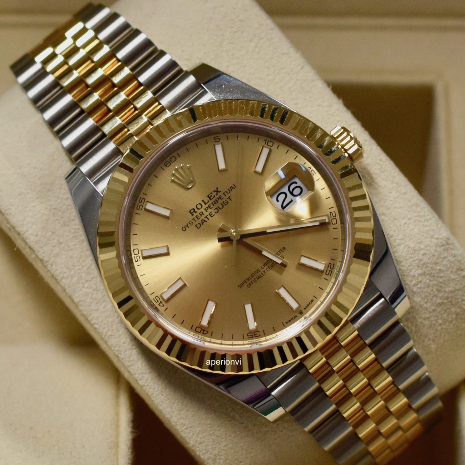 FSOT BNIB 2019 Rolex Datejust 41 18k YG SS Champagne Dial Fluted