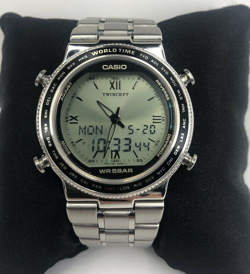 Vintage Casio Twincept World Time Watch 1326 ABX-610 Works