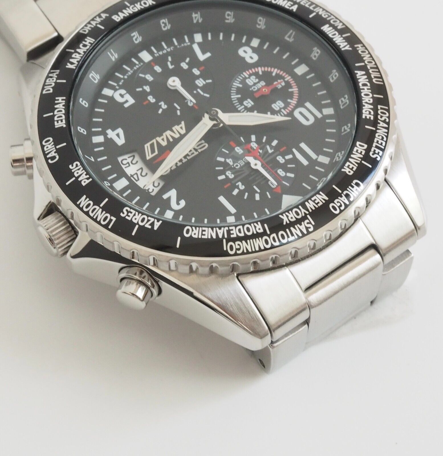 Seiko ANA 7T92-0VG0 SZER047 Chronograph Quartz Black Dial Box Mint 