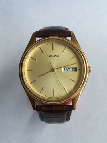 Seiko Mens quartz watch 7N43 8A99 with Seiko Calf Z18 Leather