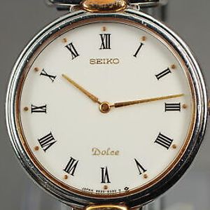 Vintage 1991 [Exc+5] Seiko Dolce 9530-6030 Gold Dial Quartz Men