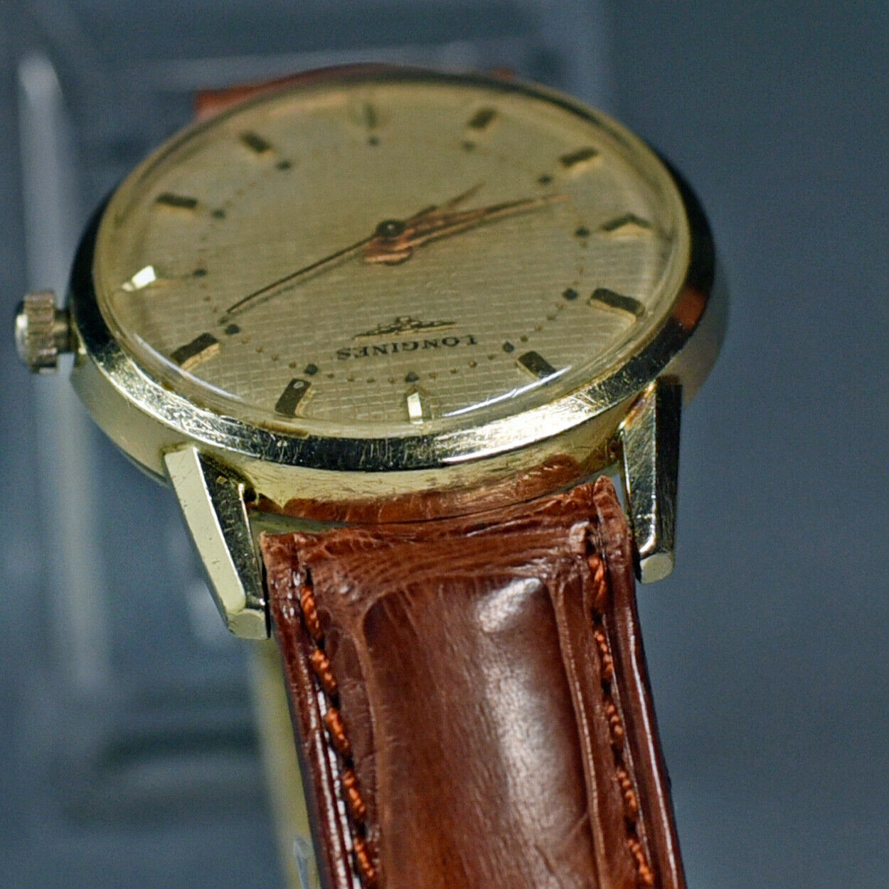 BEAUTIFUL C1957 LONGINES 2271 SW WAFFLE DIAL WATCH 17J 23ZS