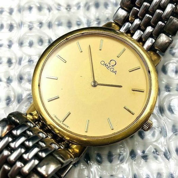 OMEGA Watch DE VILLE 1451 439 Quartz 18K Gold Plated St.Steel T3645 ...