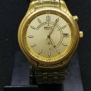 Seiko 5M42-0A19 Kinetic Men's Watch Gold Tone Stainless Steel RUNNING |  WatchCharts