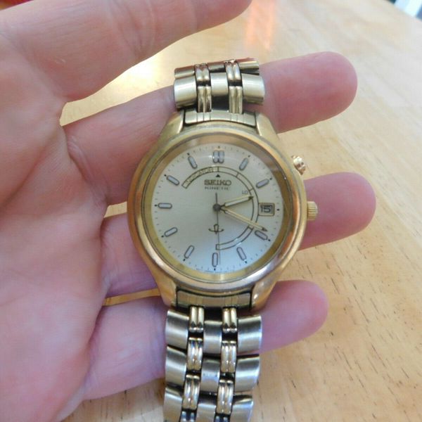 Seiko Kinetic 5m42 0a19 Gold Tone Watch Watchcharts Marketplace