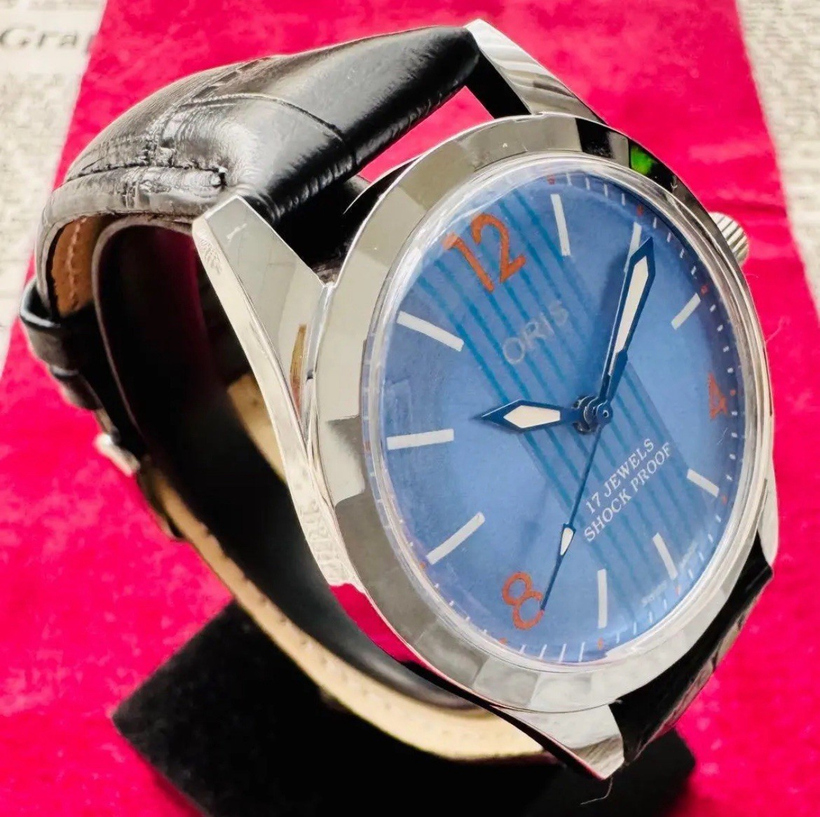 ORIS 腕時計　ジャンク品 Vintage ORIS 17J Mechanical Hand-winding Blue Textured Dial