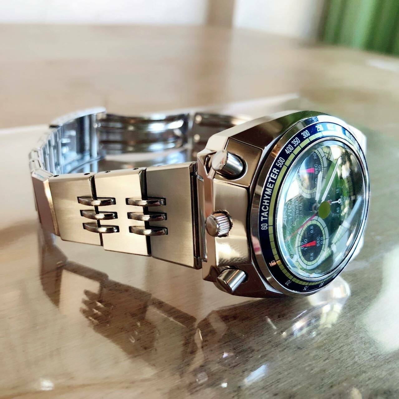 SEIKO AKA ALBA BULLHEAD CHRONOGRAPH V657-6060 GREEN BRAND NEW 