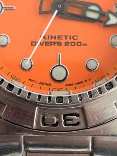 Seiko Scuba Diver 200m Orange Dial Kinetic 5M62-0AY0 Lefty 46mm