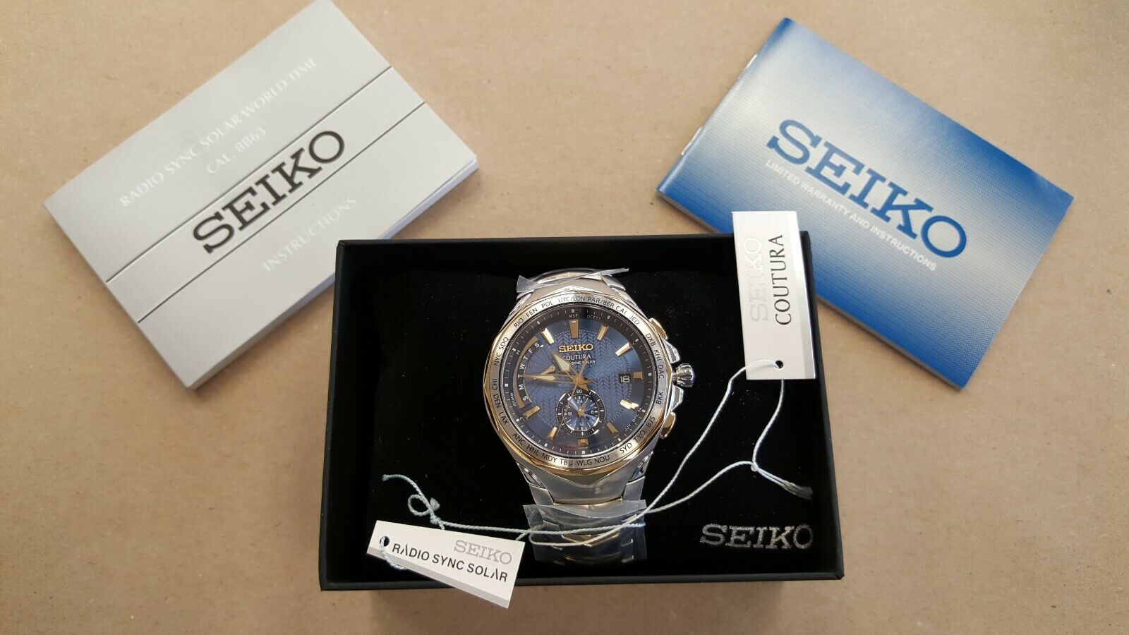 Seiko SSG020 Coutura Radio Controlled Blue Dial Watch New in Box