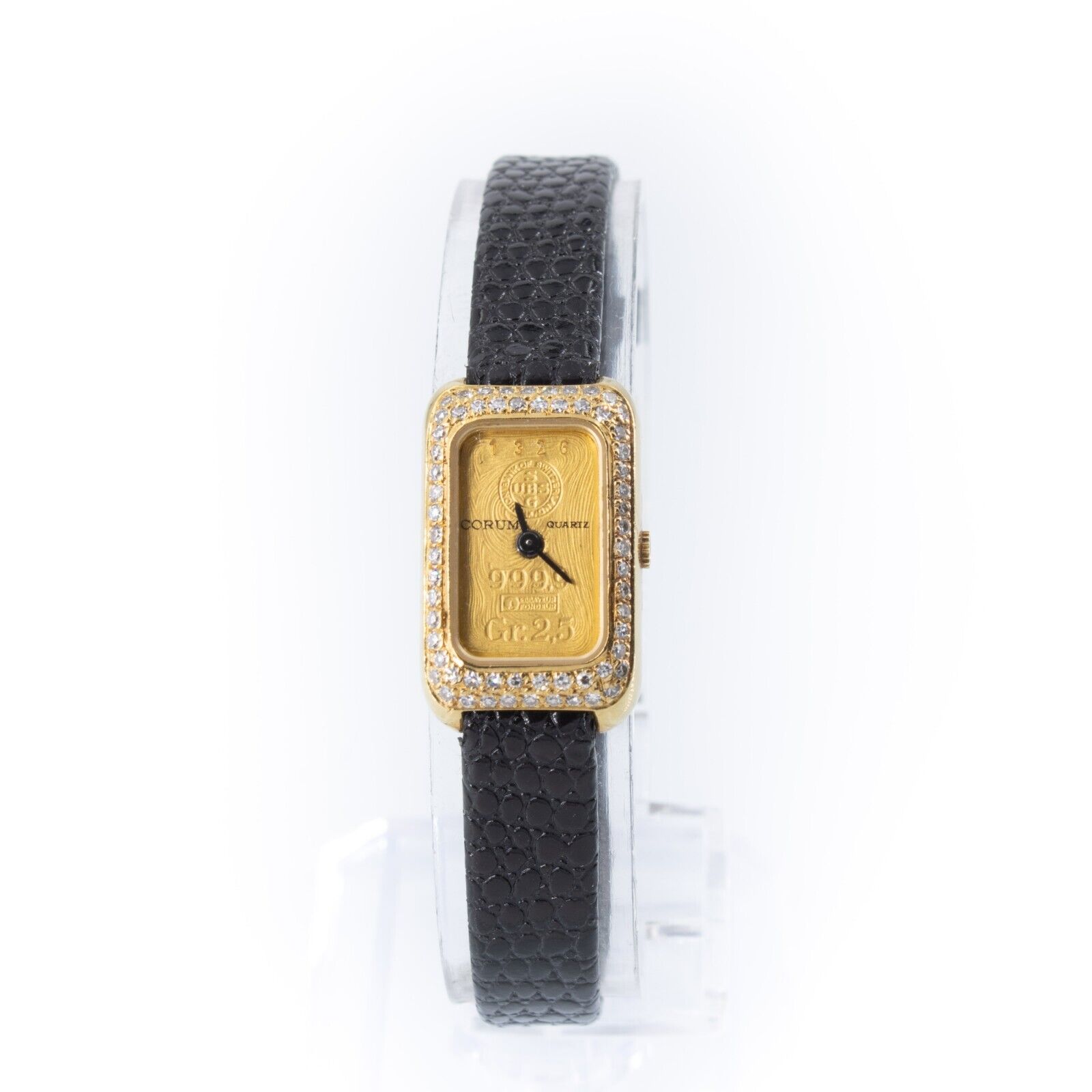 CORUM 18K GOLD UNION BANK OF SWITZERLAND WITH BOX DIAMOND BLACK