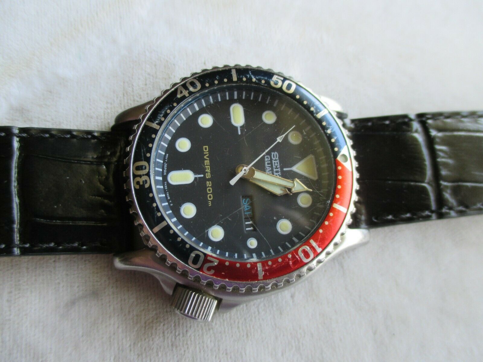 WRIST WATCH SEIKO SCUBA DIVERS PEPSI BEZEL 7N36 7A08