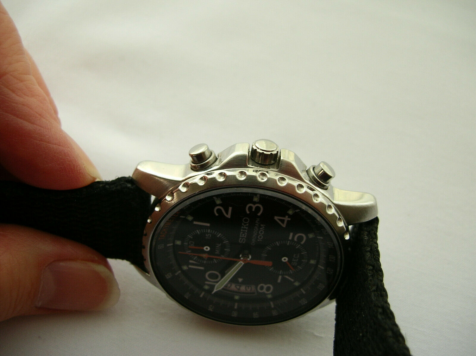 Montre Seiko Quartz Chronographe 100m Modèle 7T94 - Bon état Verre Et Pile Neufs