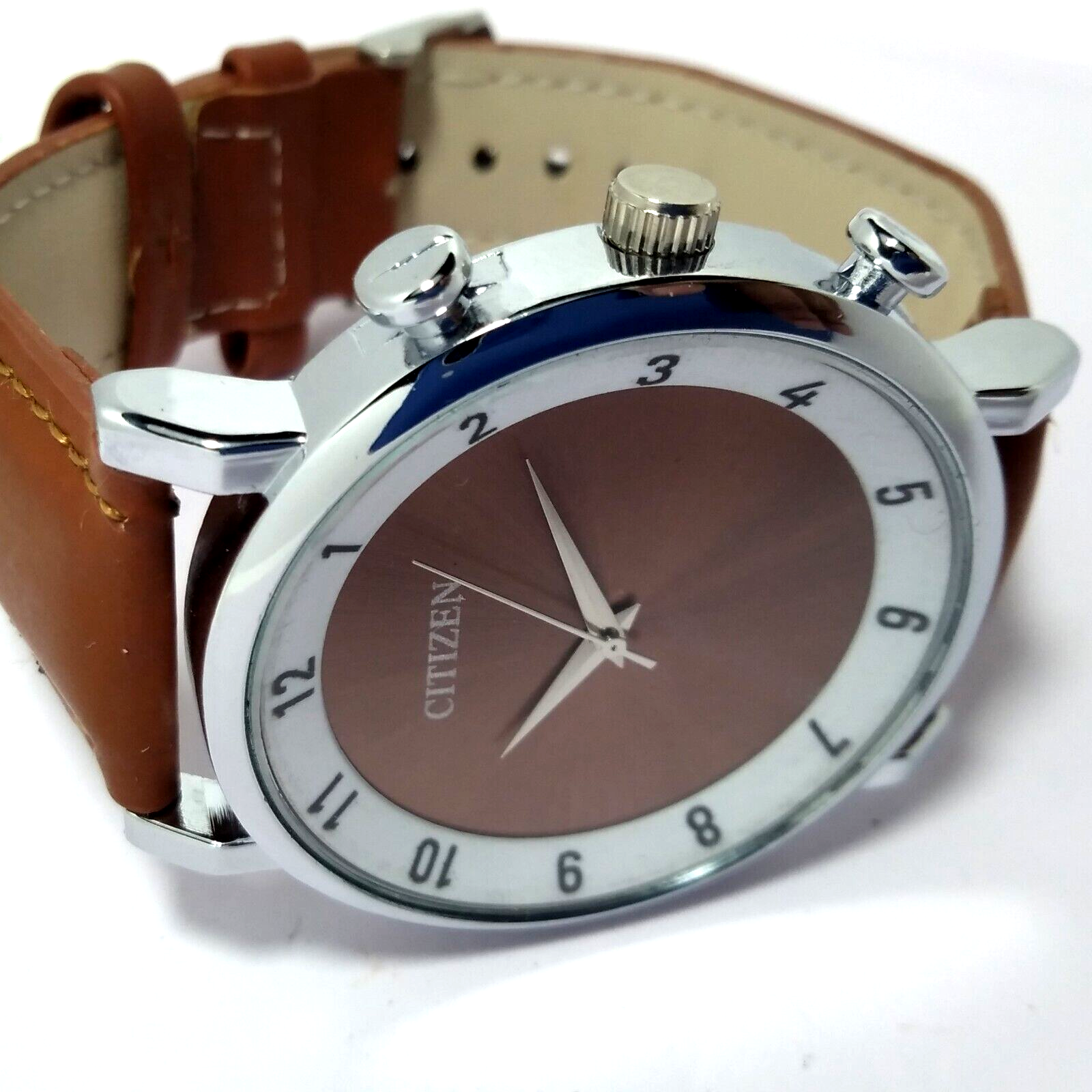 Orologio da uomo cittadino quarzo marrone quadrante cellulare analogico