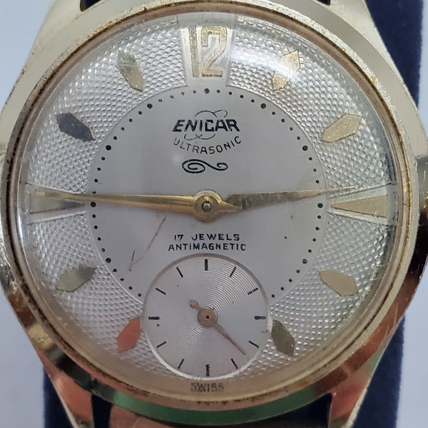 Vintage Enicar Ultrasonic 17 Jewels Date 35mm Mid Century