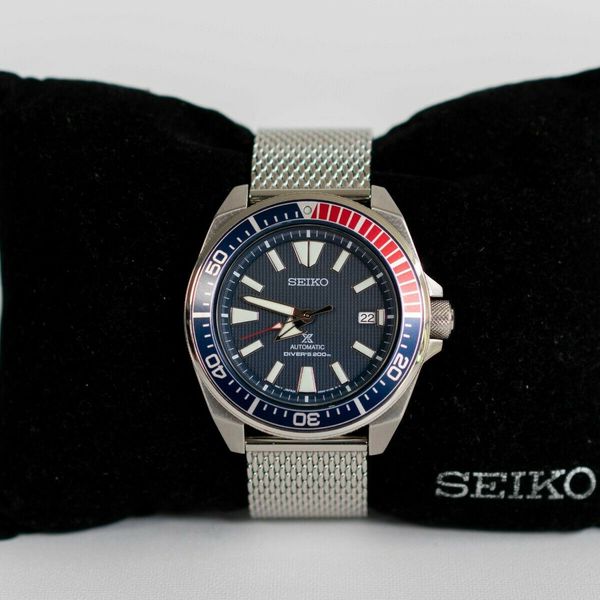 Seiko Samurai Prospex Pepsi Divers Watch w/ mesh and jubilee bracelet ...