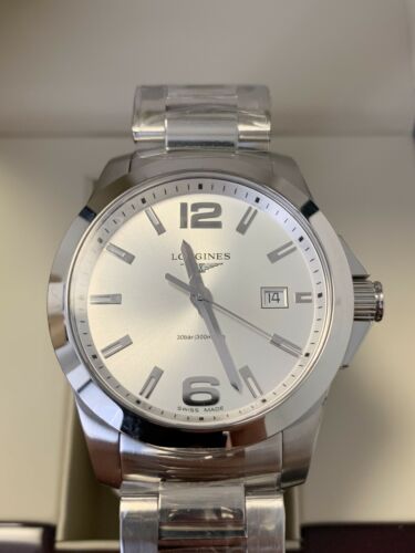 Longines conquest silver on sale dial