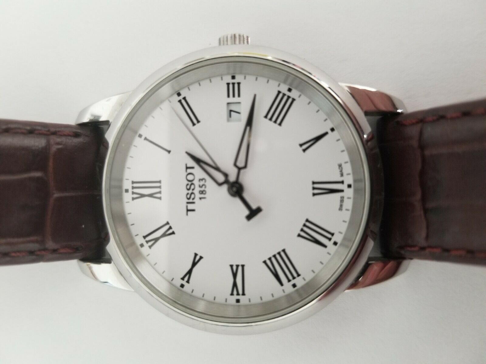 Tissot Men s T Classic Dream White Dial Brown Leather Strap Watch