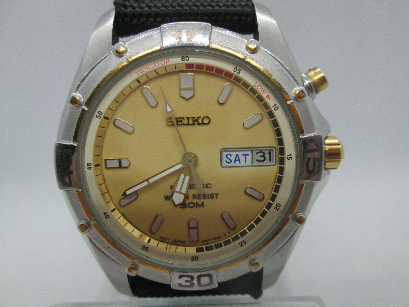 SEIKO KINETIC 5M43-0D00 DAYDATE 18KGP/STAINLESS STEEL QUARTZ MENS