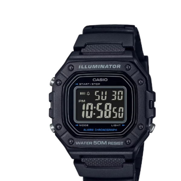 Casio W-218H-1AVCF – Orologio Uomo Digitale Quarzo Nero Con Display LCD, Cinturino In Resina, Sportivo E Resistente