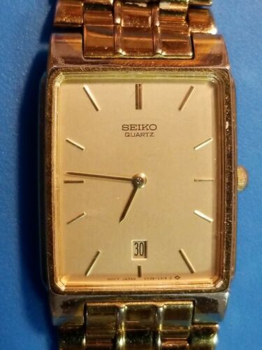 サンケイ Seiko Kinetic Watch Men 39mm Gray Dial Two Tone Date 5m62