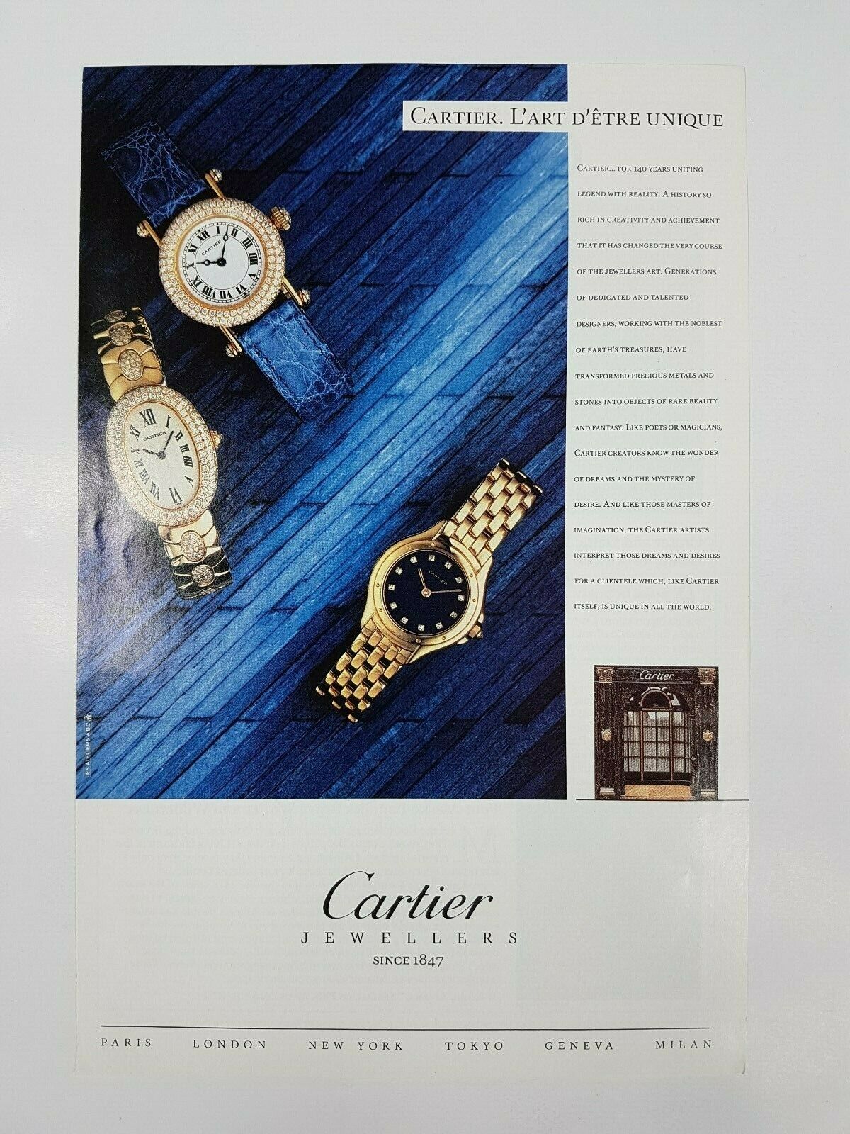 Original Vintage 1980 s Cartier Watch Magazine Advert WatchCharts