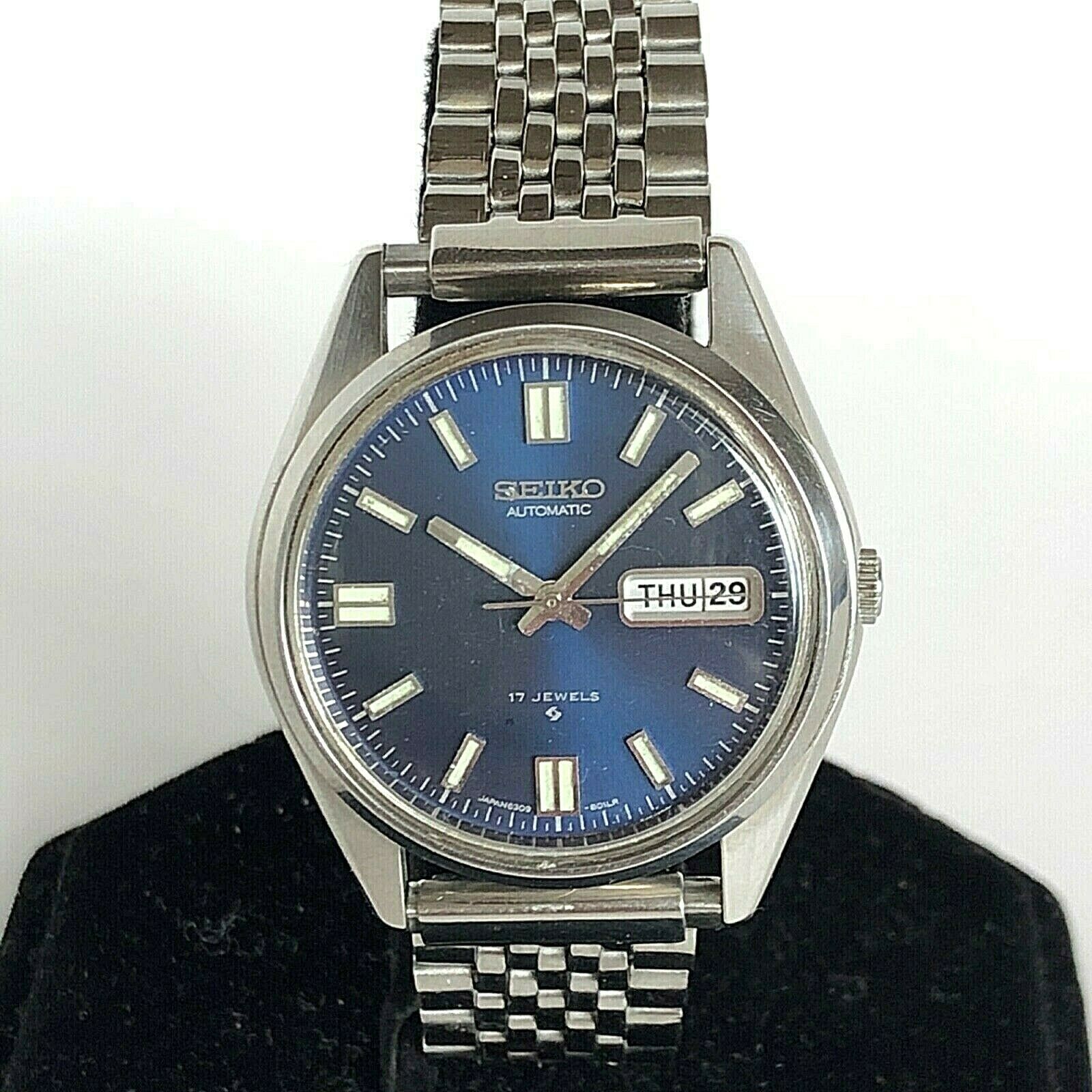 Seiko Men's Automatic Day Date Stainless Watch Navy Dial : Model