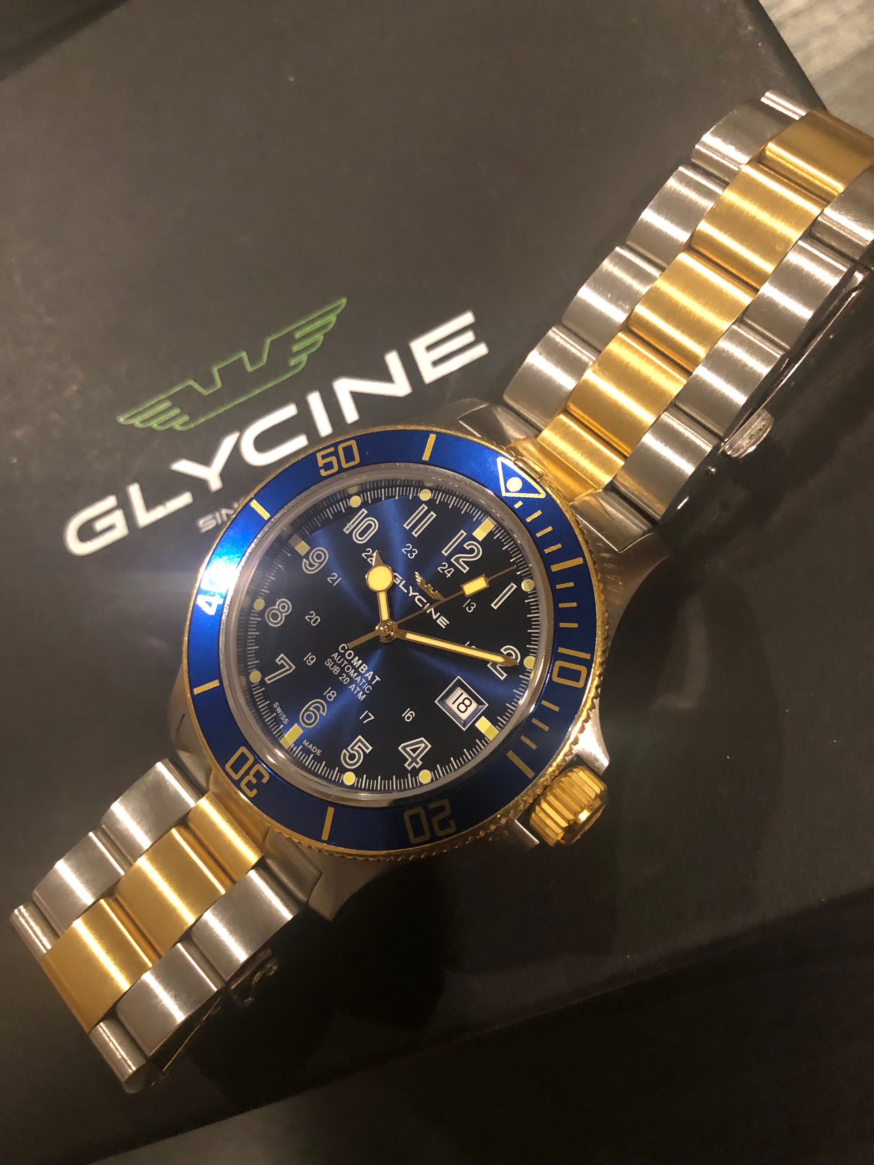 Glycine Combat Sub two tone GL0081 Rolex bluesy homage