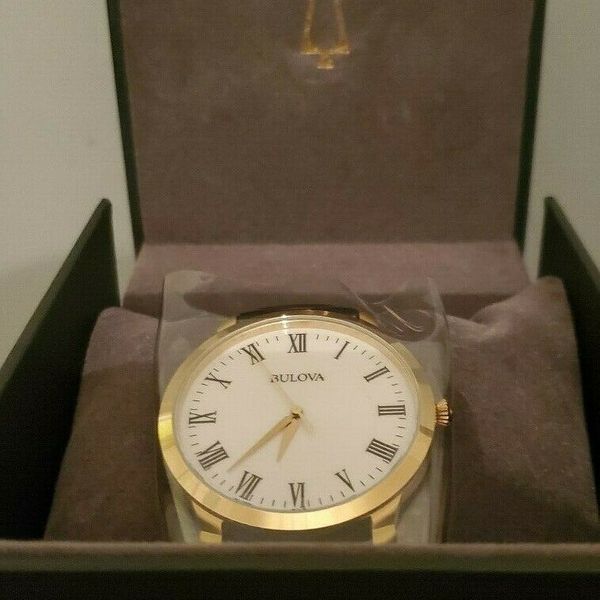 Bulova Black Leather Ladies Watch GoldTone 97A123 New!! WatchCharts