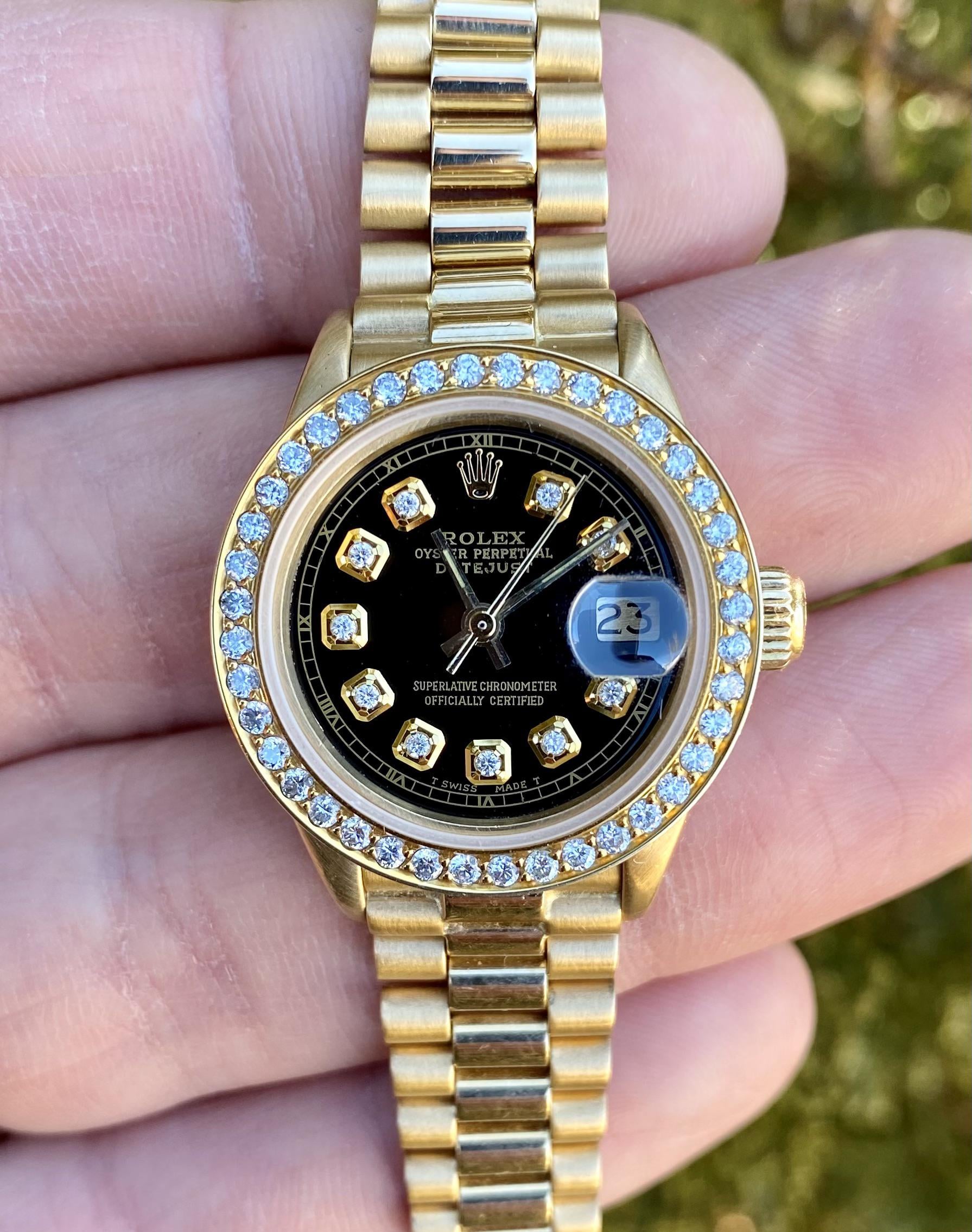 Rolex DateJust 26mm Diamond Gold Watch President Bracelet