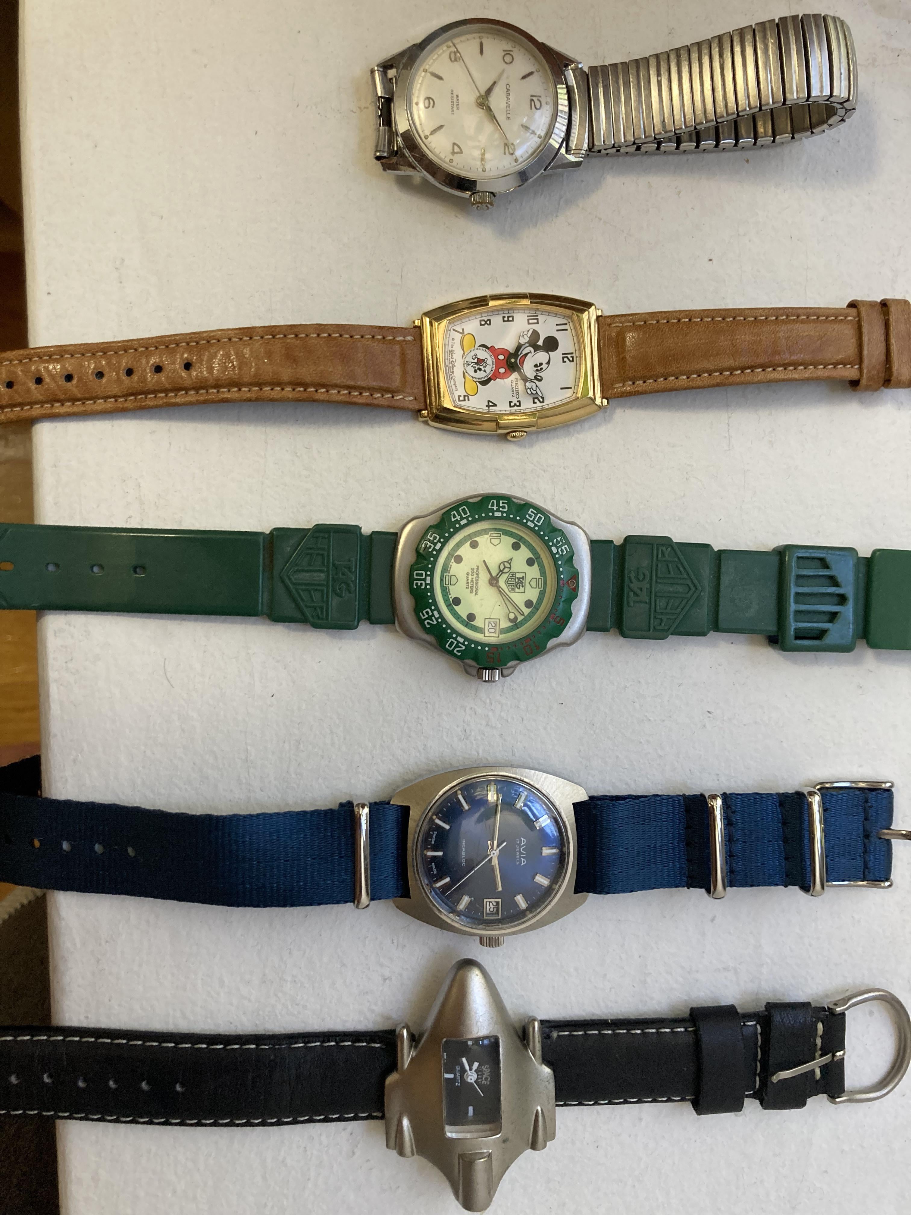 WTS 5 vintage watches Tag Heuer Seiko Mickey mouse Avia and