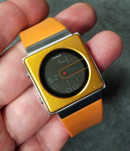 Orange Casio Futurist Digital Watch LA-2001 w/ Synthetic Band