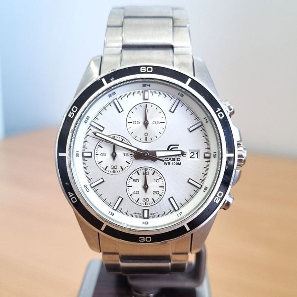 Casio Edifice SS,silver dial, dated Chronograph quartz watch, SS ...