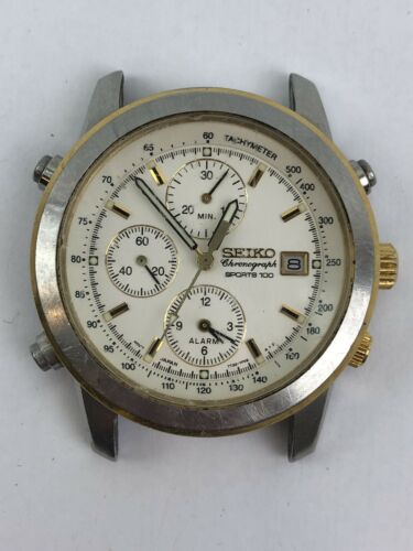Seiko 7T32-7D89 Sports 100 Two Tone Alarm Chronograph Watch
