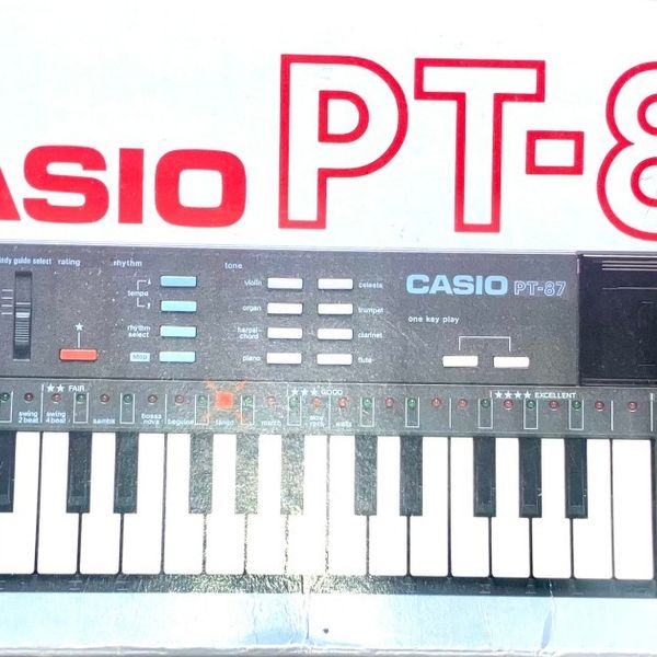 Vintage Casio PT-87 Keyboard w/ Rare ROM Pack (RO-275) & Box ...