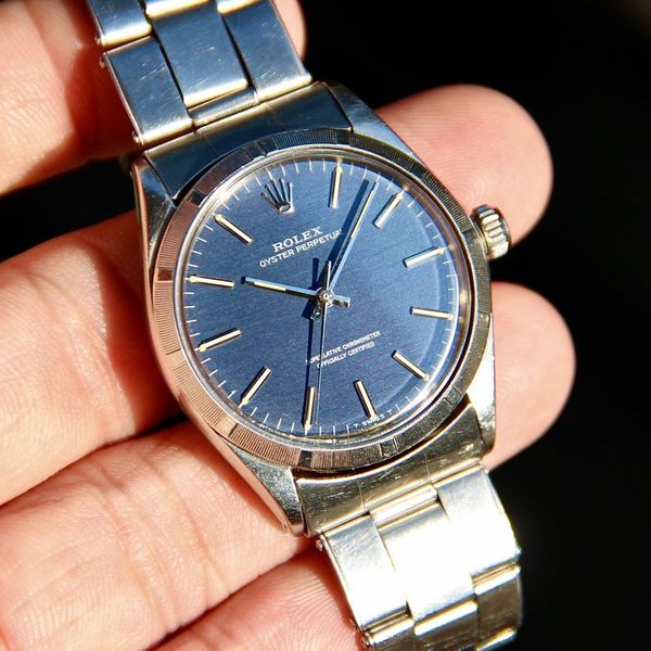 SOLD Rolex Oyster Perpetual ref 1003 Rare Brushed Blue Dial circa 1969 ...