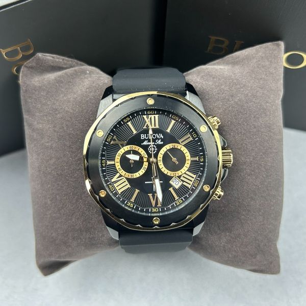 Bulova 98B278 Men's Marine Star Black Dial Chronograph Watch Quartz ...